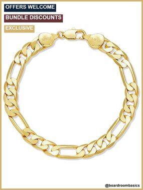 6mm Gold Plated Figaro Link Bracelet Unisex Gift